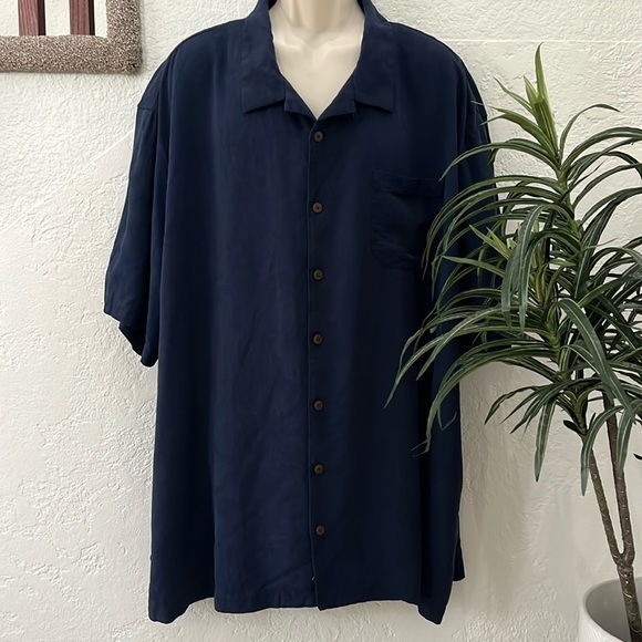 TOMMY BAHAMA 100% Silk Big and Tall Button Down Leaf Shirt 5XB EUC - Picture 1 of 17